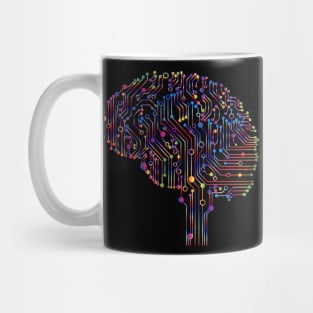 Colorful circuit digital computer brain Mug